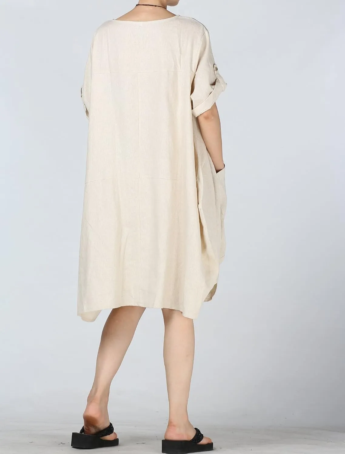 Minibee Women's Ruffle Oversize Casual Midi Dresses with Pockets