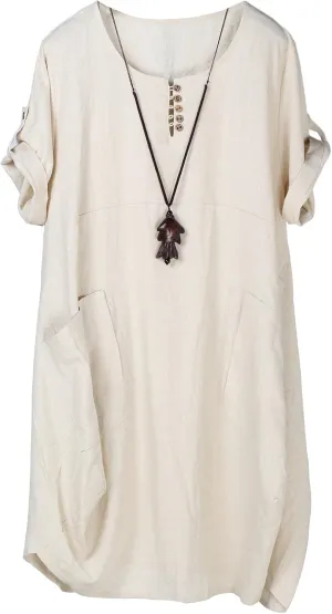 Minibee Women's Ruffle Oversize Casual Midi Dresses with Pockets