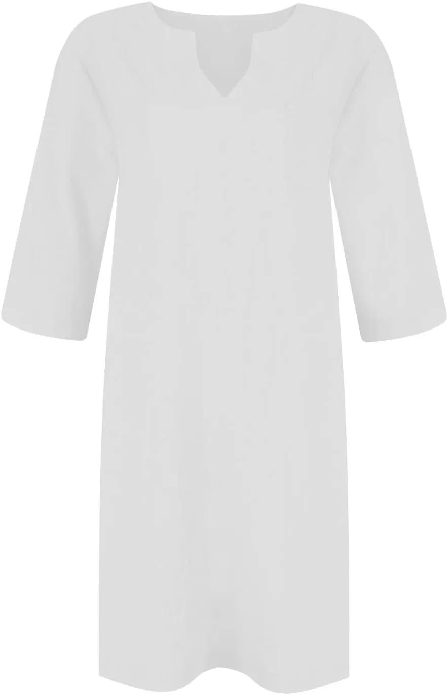 Mother Daughter Matching Dresses V Neck Half Sleeve Cotton Linen Dress Casual Vintage Lightweight Summer Midi Dress