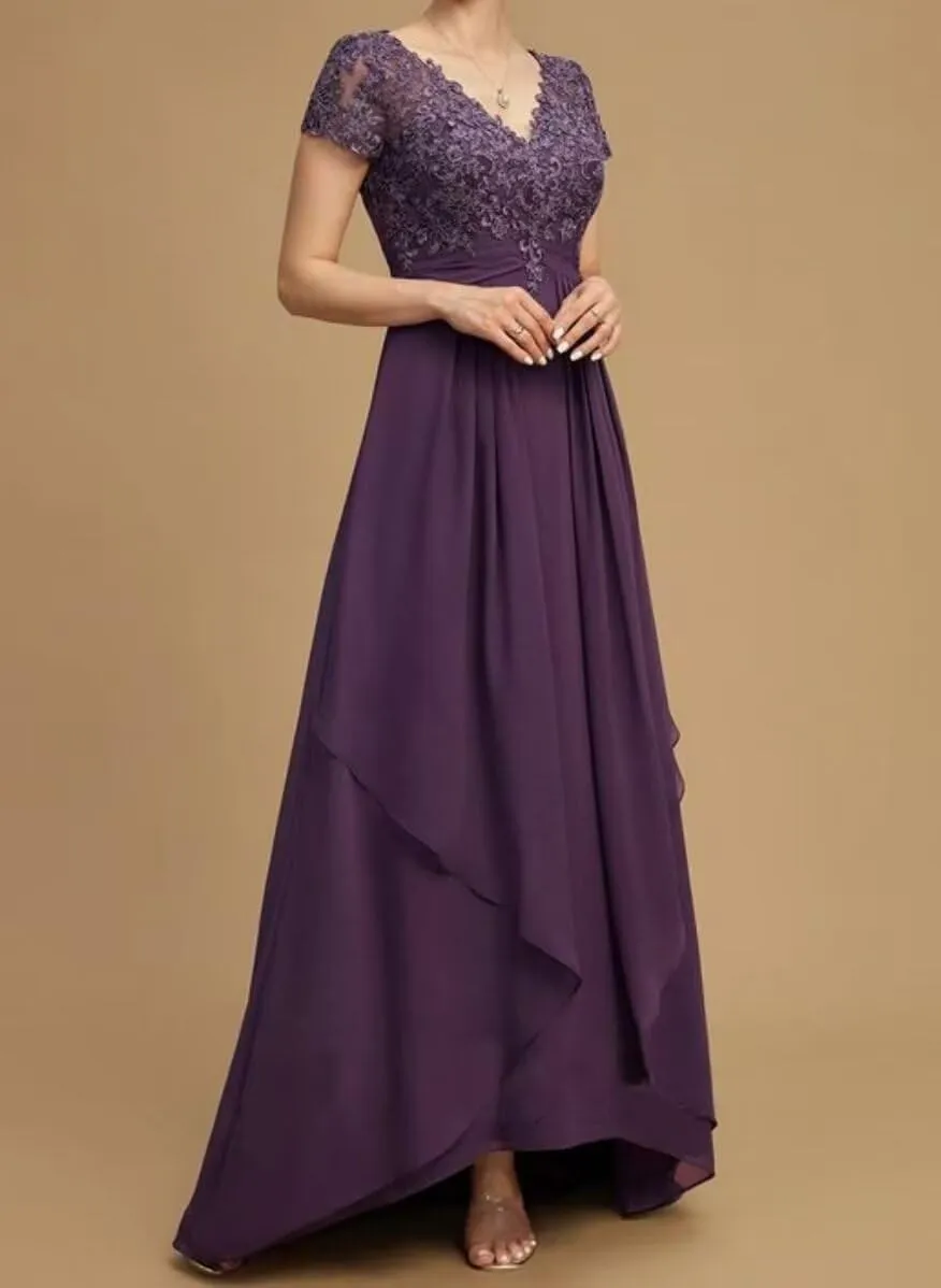 Mother of The Bride Dresses for Wedding Laces Appliques Long Chiffon Wedding Party Gowns for Women