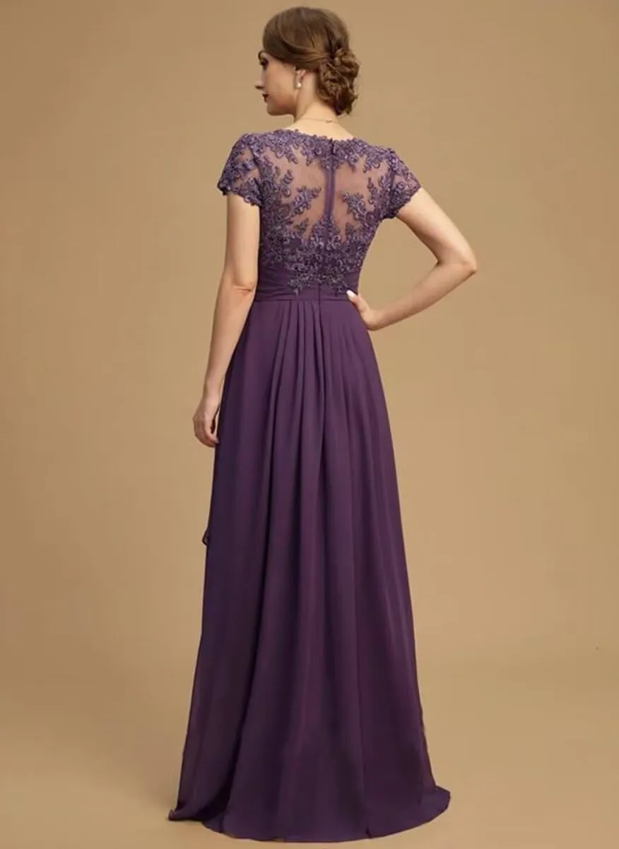 Mother of The Bride Dresses for Wedding Laces Appliques Long Chiffon Wedding Party Gowns for Women