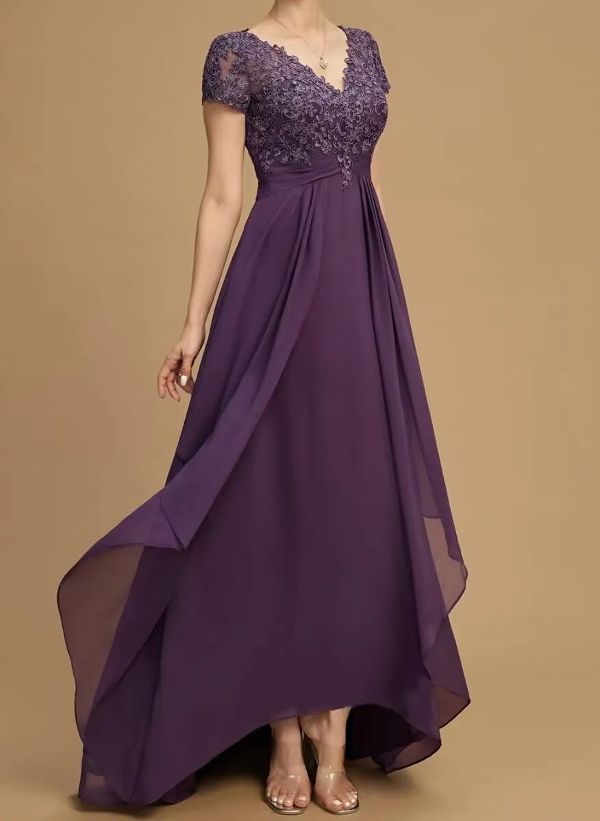 Mother of The Bride Dresses for Wedding Laces Appliques Long Chiffon Wedding Party Gowns for Women