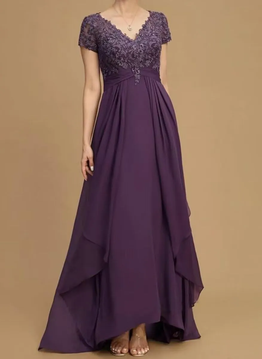 Mother of The Bride Dresses for Wedding Laces Appliques Long Chiffon Wedding Party Gowns for Women