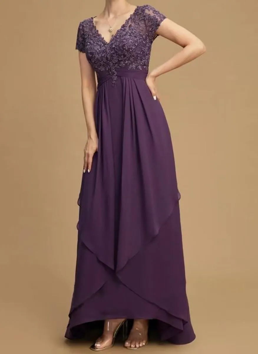 Mother of The Bride Dresses for Wedding Laces Appliques Long Chiffon Wedding Party Gowns for Women