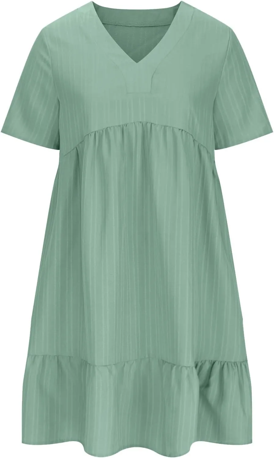 NaRHbrg Women's Casual Short Sleeve Dress V Neck Flowy Babydoll Summer A-Line Tunic Dresses Loose Fit Lightweight Sundress