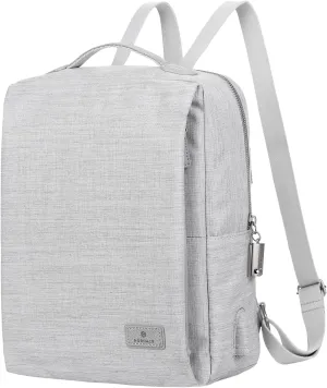 Nordace Siena II Mini Smart Backpack for Everyday Use with USB Charging Port, Water Resistant - Sleek Laptop Backpack for Daily Tasks, Work, and Casual Adventures (Light Gray)