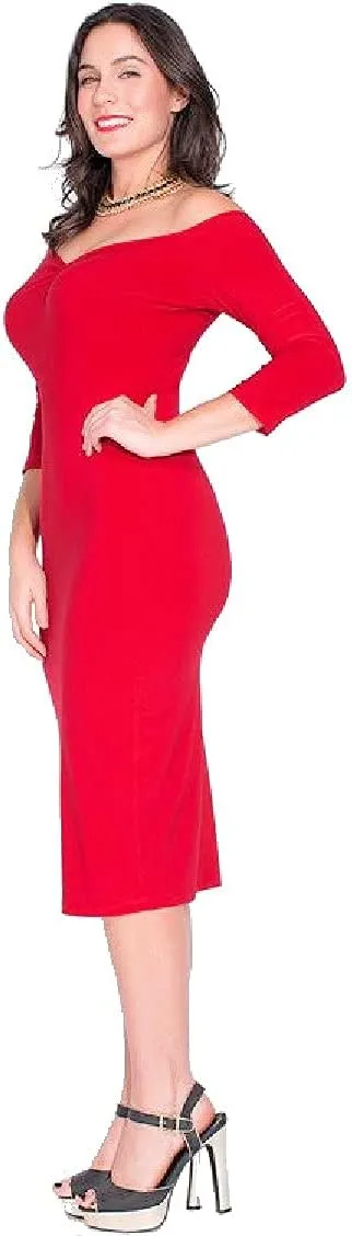 Nyteez Women's Plus Size Dress Bodycon Long Sleeved Off Shoulder Midi Length