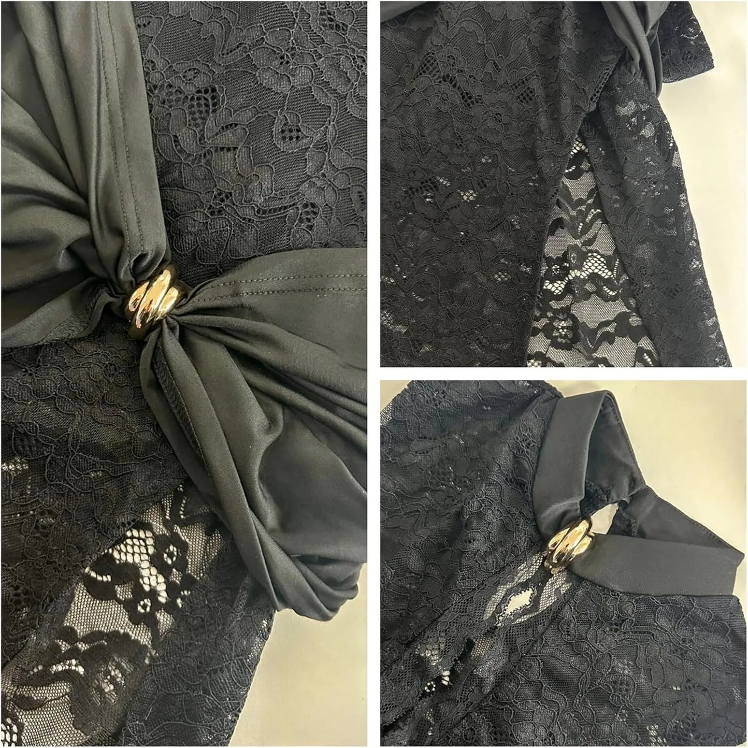 OCUH Black Lace Dress Sheer Maxi Dresses Sexy Outfit for Women Going Out High Slit Skirt Bodycon Vacation Party Wear