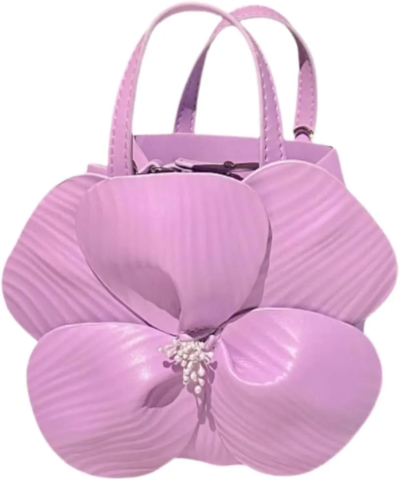 Orchid Flower Purse for Women Floral Evening Clutch Mini Tote Wedding Purse with Chain Vacation