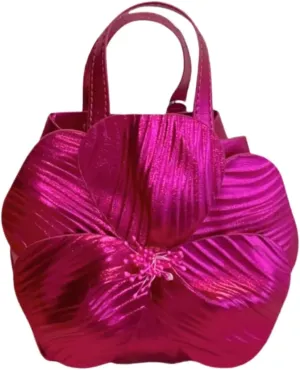 Orchid Flower Purse for Women Floral Evening Clutch Mini Tote Wedding Purse with Chain Vacation