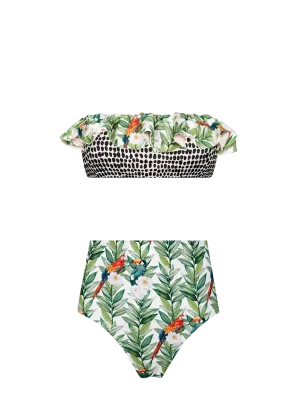 Parrots in Bloom 6-in-1 Ruffled Bikini Set