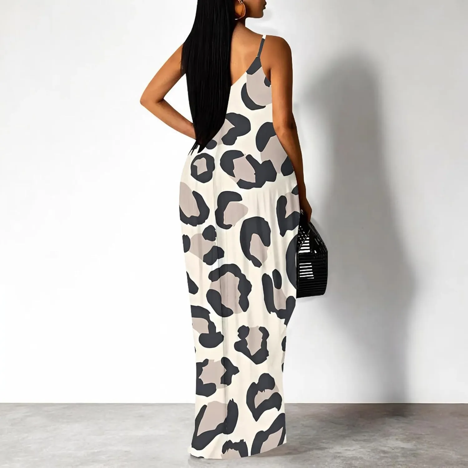 Plus Size Dress for Women 2024 Casual Sleeveless Sundress Loose Spaghetti Strap Long Summer Beach Maxi Dress with Pockets