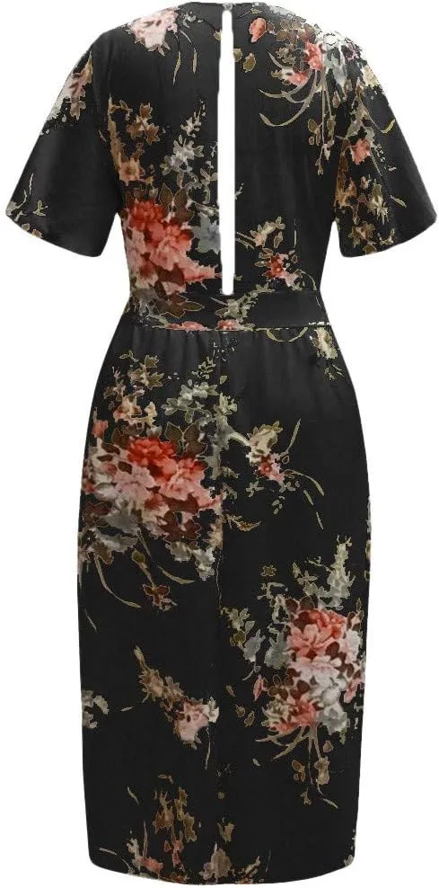 Plus Size Dresses for Women Casual Floral Maxi V Neck Flowy Long Dress Loose Comfy Summer Beach Vacation Sundress
