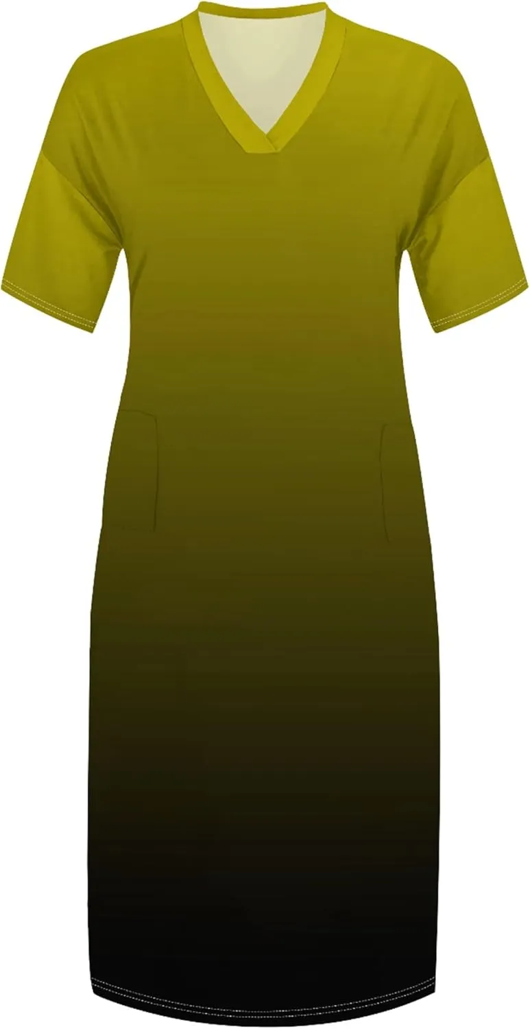 Plus Size Summer Casual Loose Dresses for Women Beach Swing Sundress Short Sleeve Tshirt Long Maxi Dress with Pockets