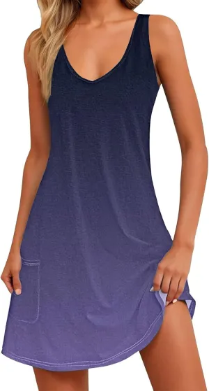 Plus Size Summer Dresses for Curvy Women Flowy Loose Fit Dress with Pocket