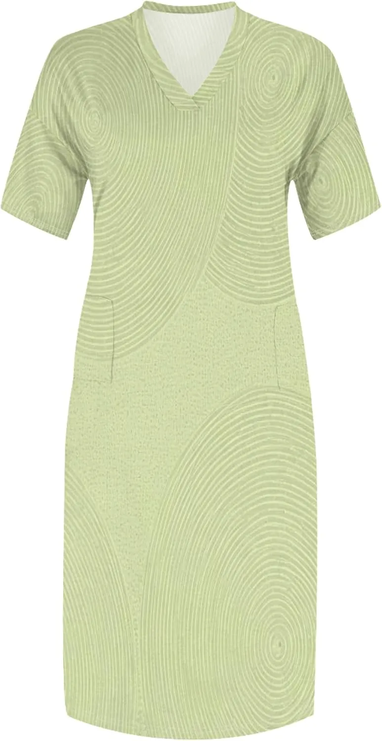 Plus Size Women Casual Loose Bohemian Maxi Dress with Pockets Short Sleeve Long Summer Beach Swing Vacation Sundress