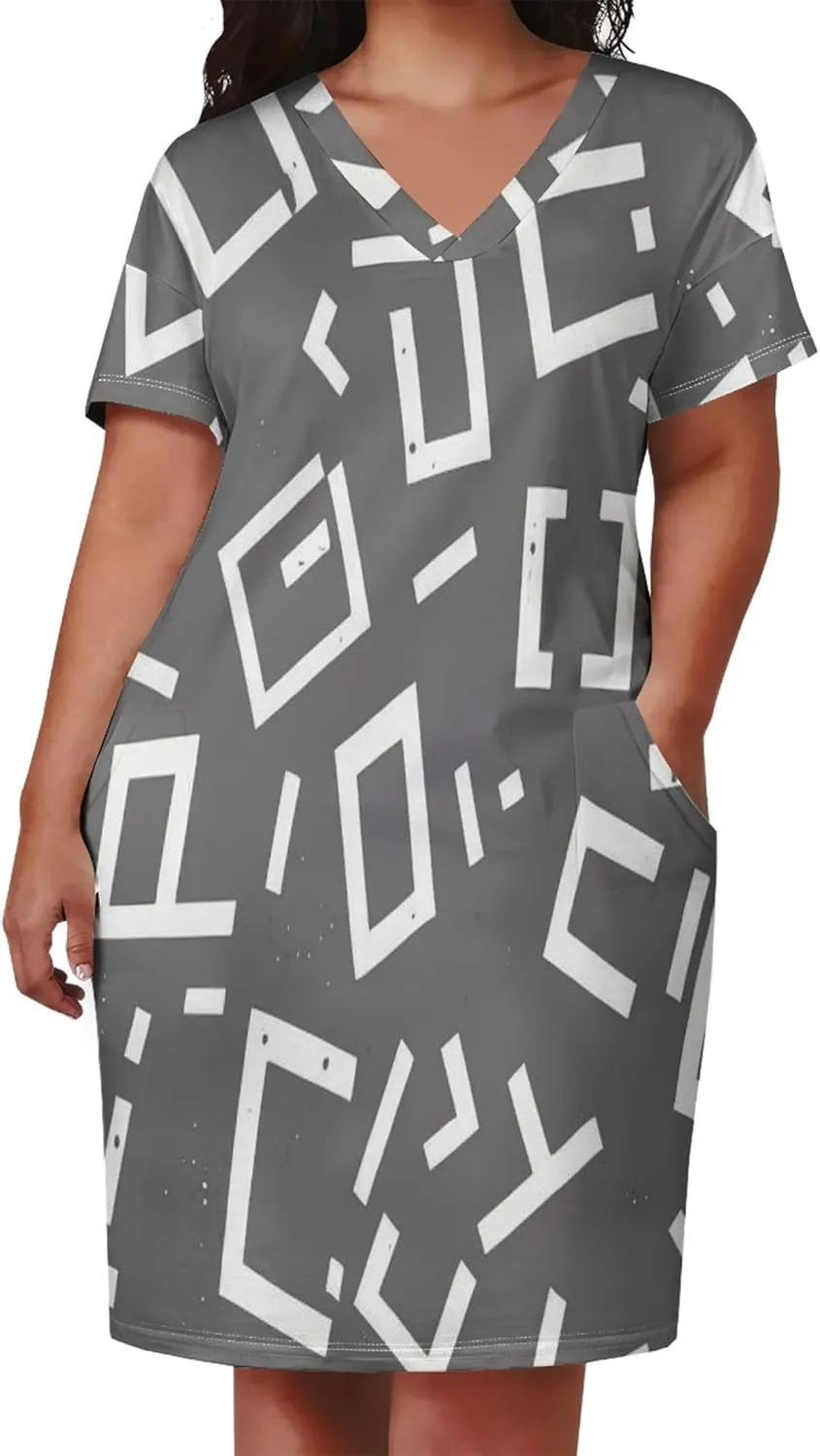 Plus Size Women's Summer Short Sleeve Midi Tshirt Dresses Casual Beach Tunic Tie Dye Boho Sundress with Pockets