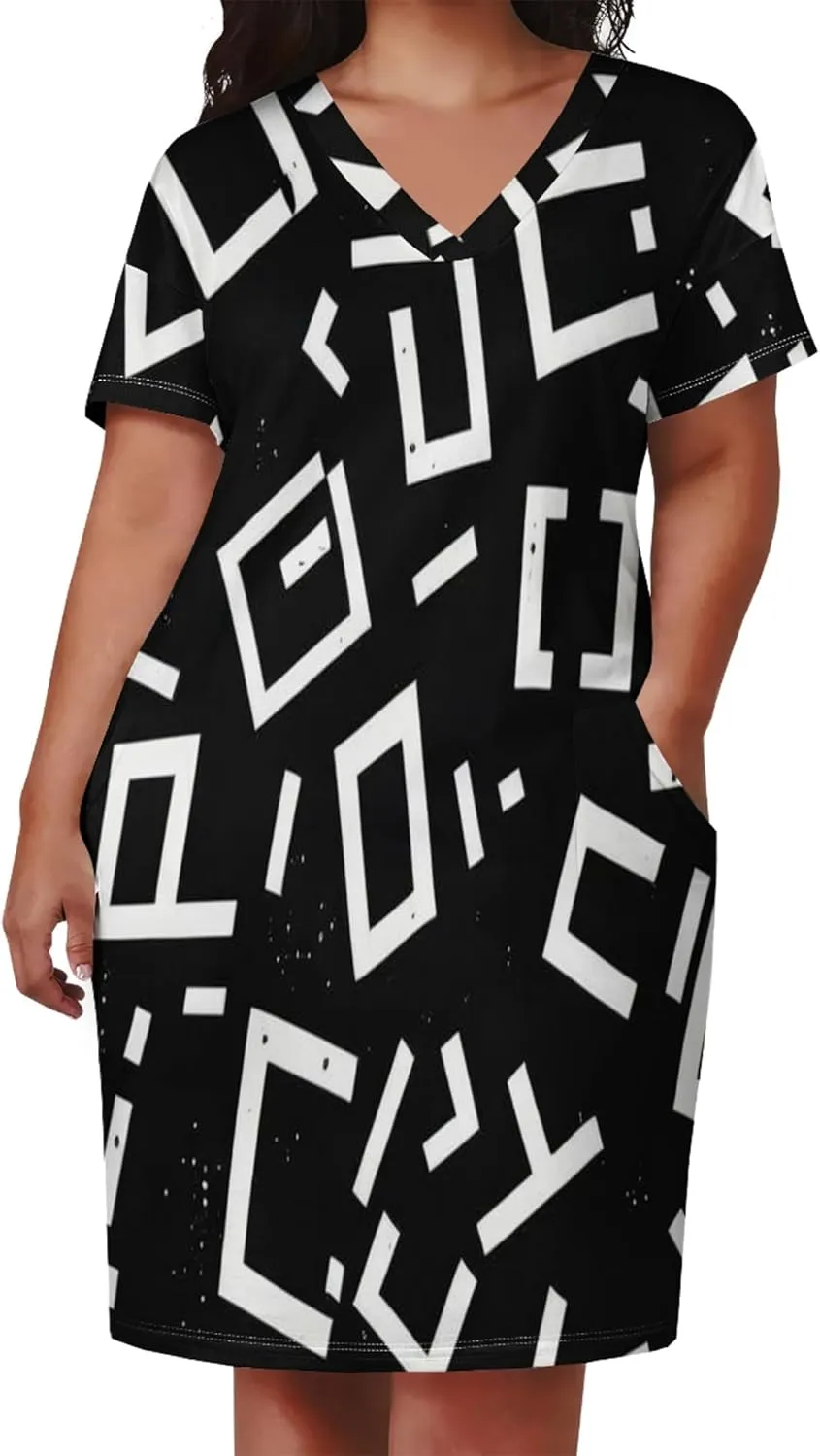 Plus Size Women's Summer Short Sleeve Midi Tshirt Dresses Casual Beach Tunic Tie Dye Boho Sundress with Pockets