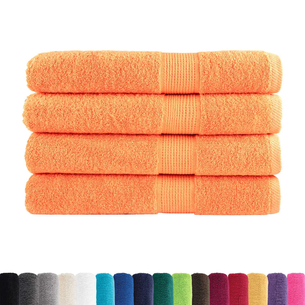 Premium Towels 4 pcs Orange 100x200 cm 600 gsm 100% Cotton