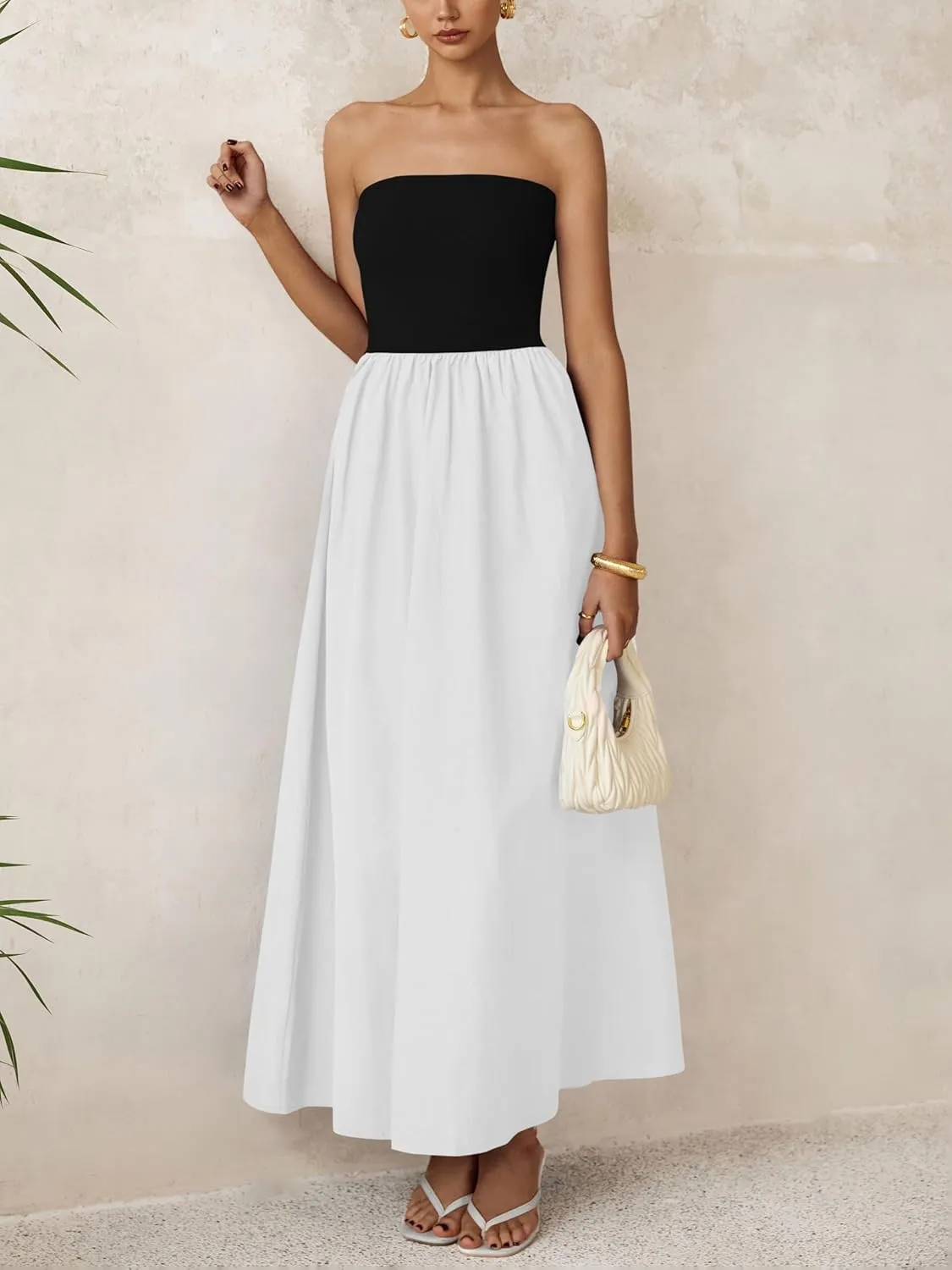 PRETTYGARDEN Women 2025 Summer Elegant Strapless Maxi Dress Tube Top Dress A Line Flowy Long Wedding Party Cocktail Dresses