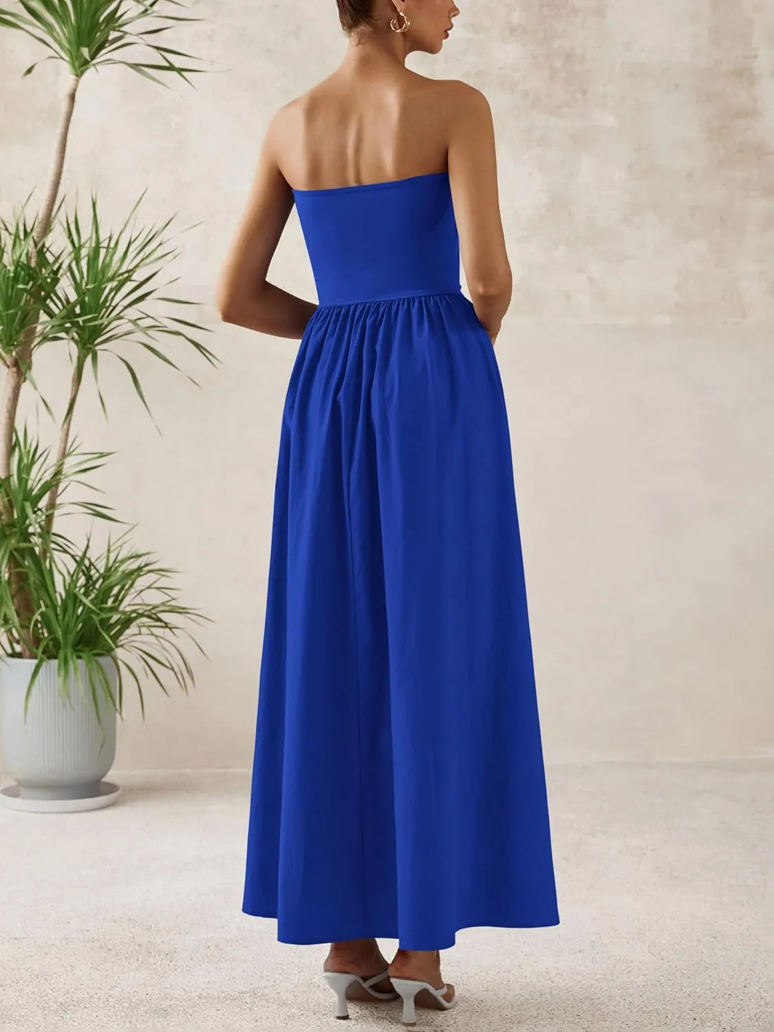 PRETTYGARDEN Women 2025 Summer Elegant Strapless Maxi Dress Tube Top Dress A Line Flowy Long Wedding Party Cocktail Dresses