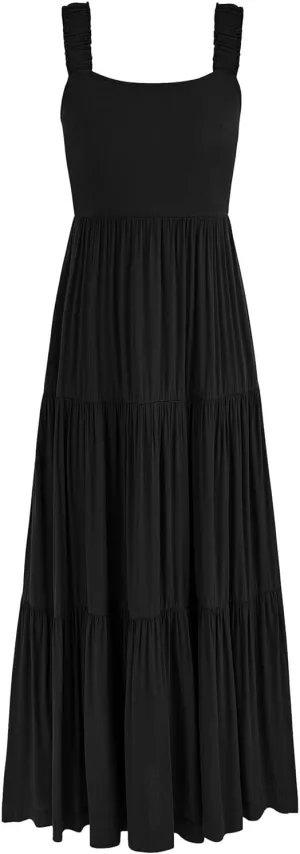PRETTYGARDEN Women's 2025 Sun Dresses Women Summer Casual Flowy Tired Maxi Dress Backless Beach Long Dresses Tank Dress