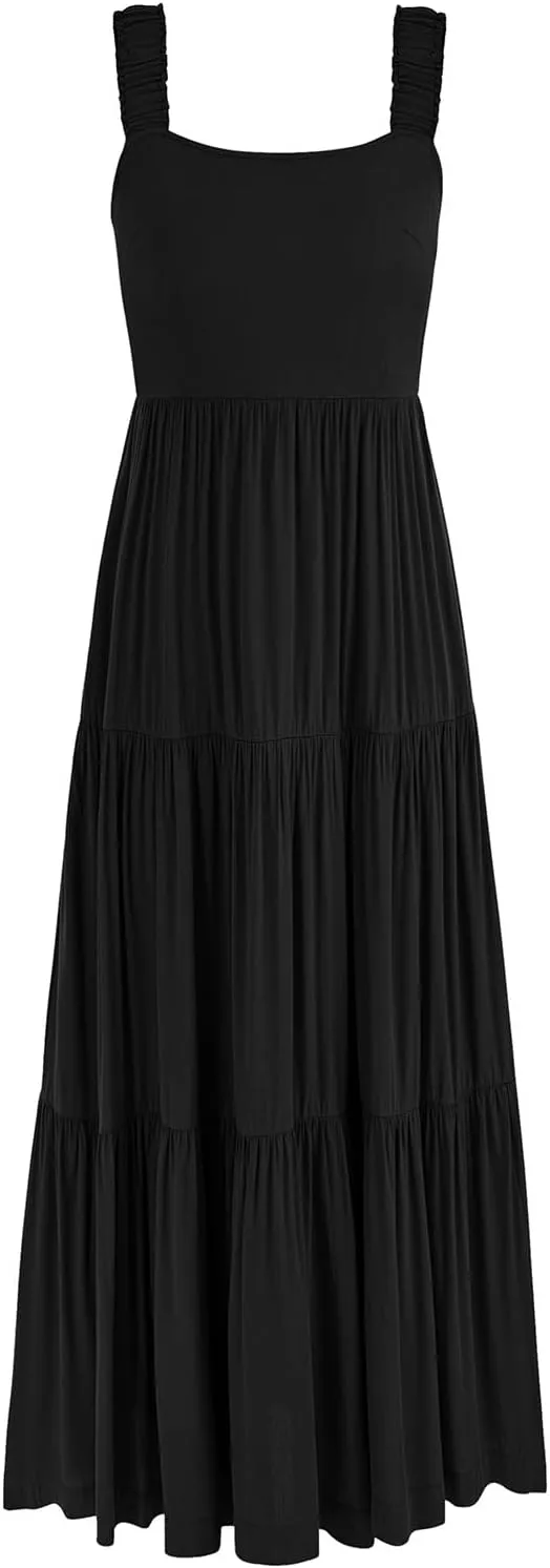 PRETTYGARDEN Women's 2025 Sun Dresses Women Summer Casual Flowy Tired Maxi Dress Backless Beach Long Dresses Tank Dress
