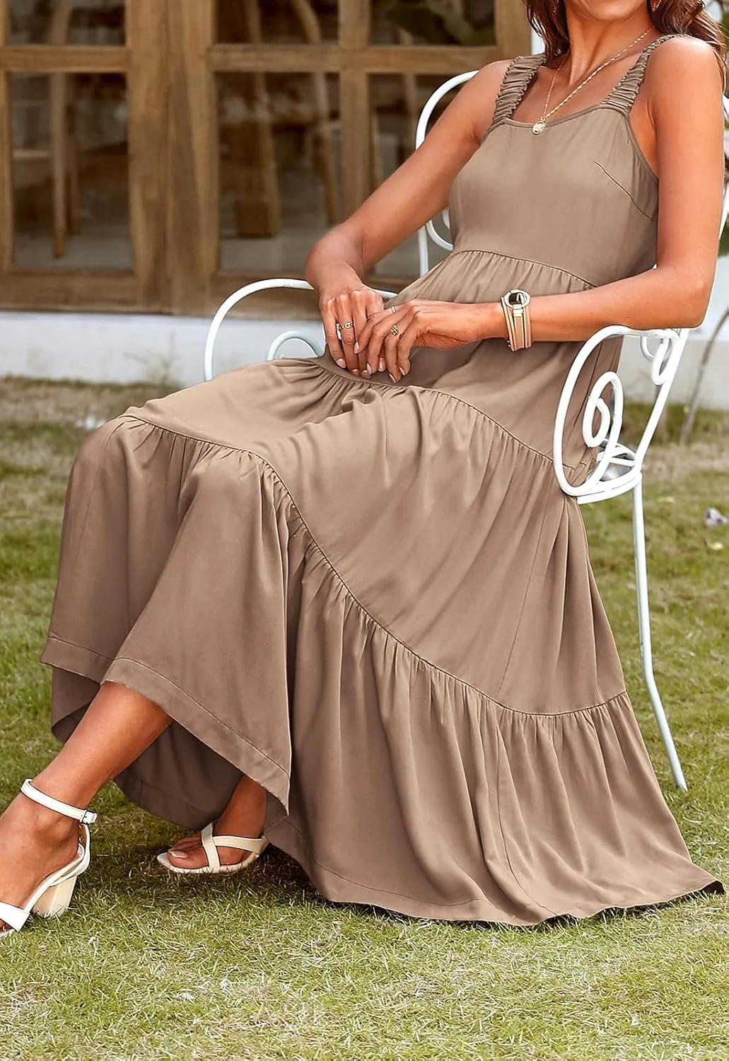 PRETTYGARDEN Women's 2025 Sun Dresses Women Summer Casual Flowy Tired Maxi Dress Backless Beach Long Dresses Tank Dress