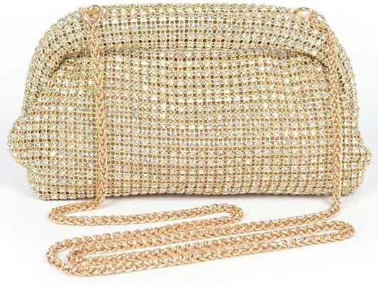 Rhinestone Convertible Large Soft Clutch Bag Diamond Shoulder Handbag with Chain for Womens Parties, Weddings, Banquets