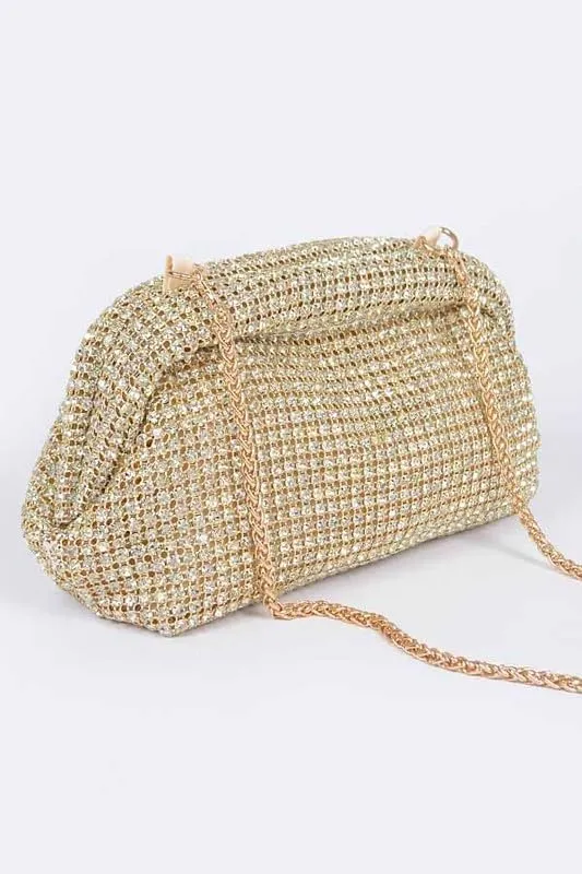Rhinestone Convertible Large Soft Clutch Bag Diamond Shoulder Handbag with Chain for Womens Parties, Weddings, Banquets