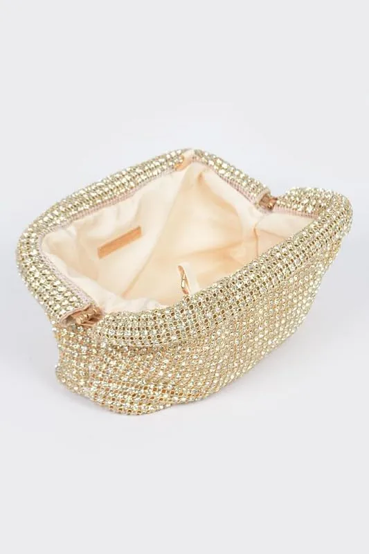 Rhinestone Convertible Large Soft Clutch Bag Diamond Shoulder Handbag with Chain for Womens Parties, Weddings, Banquets