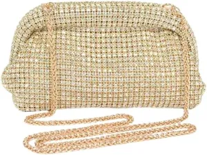 Rhinestone Convertible Large Soft Clutch Bag Diamond Shoulder Handbag with Chain for Womens Parties, Weddings, Banquets