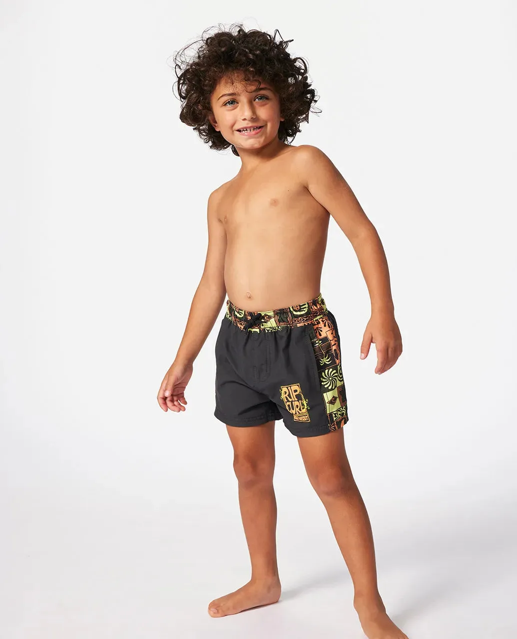 Rip Curl Kid's Kev Energy Block Volley Shorts (1-8) Washed Black 026TBO-8264