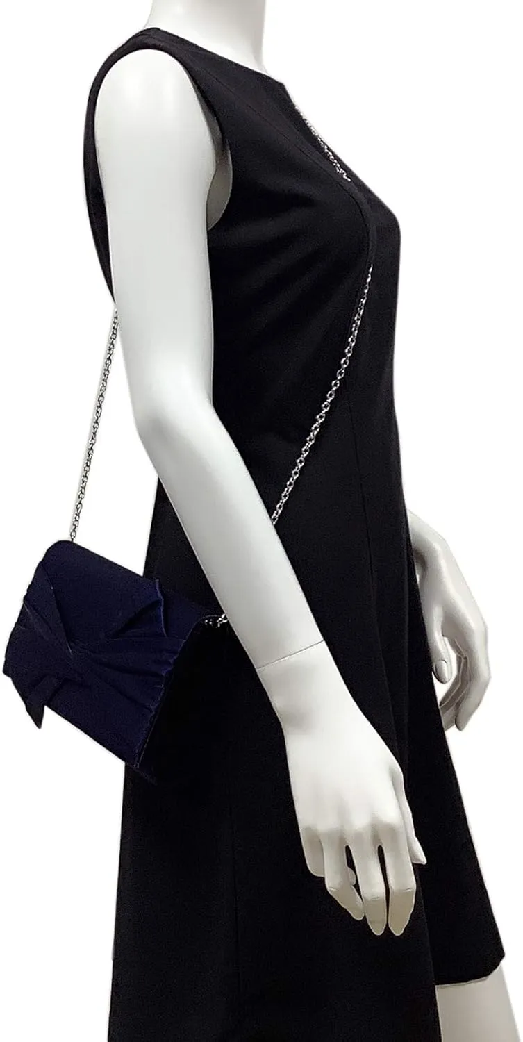 Satin Evening Bag Bow Flap Clutch Purse for Women Formal Party/Prom/Wedding