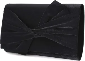 Satin Evening Bag Bow Flap Clutch Purse for Women Formal Party/Prom/Wedding