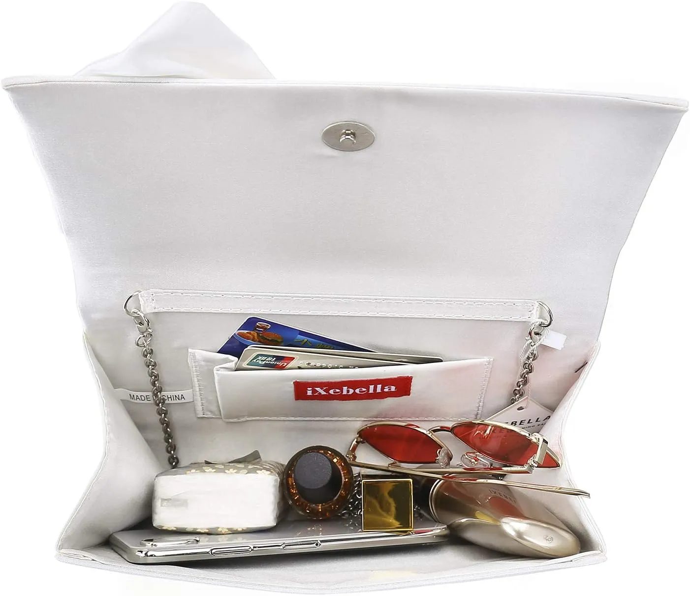 Satin Evening Bag Bow Flap Clutch Purse for Women Formal Party/Prom/Wedding