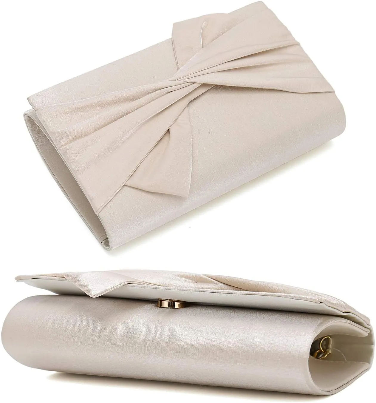 Satin Evening Bag Bow Flap Clutch Purse for Women Formal Party/Prom/Wedding