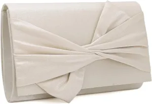 Satin Evening Bag Bow Flap Clutch Purse for Women Formal Party/Prom/Wedding