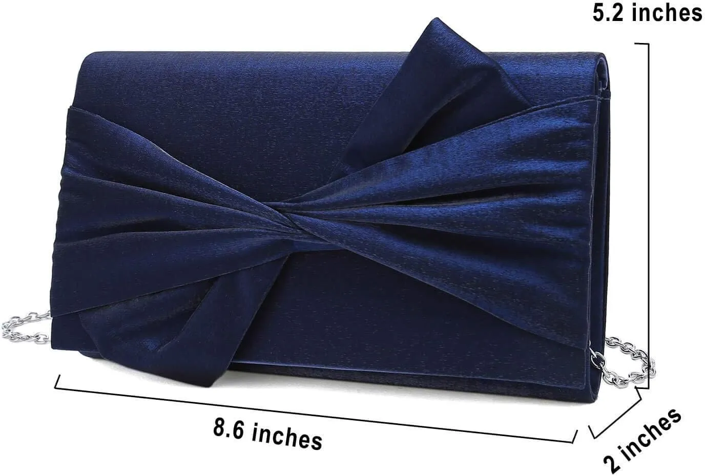 Satin Evening Bag Bow Flap Clutch Purse for Women Formal Party/Prom/Wedding