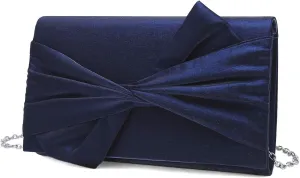 Satin Evening Bag Bow Flap Clutch Purse for Women Formal Party/Prom/Wedding