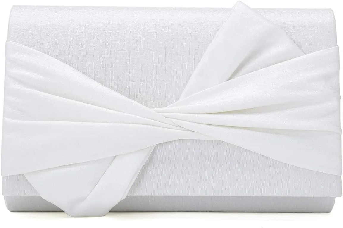 Satin Evening Bag Bow Flap Clutch Purse for Women Formal Party/Prom/Wedding