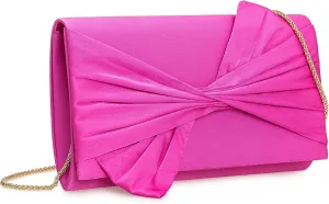 Satin Evening Bag Bow Flap Clutch Purse for Women Formal Party/Prom/Wedding