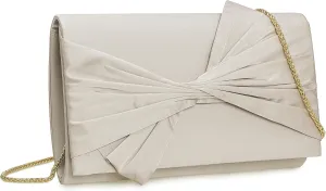 Satin Evening Bag Bow Flap Clutch Purse for Women Formal Party/Prom/Wedding