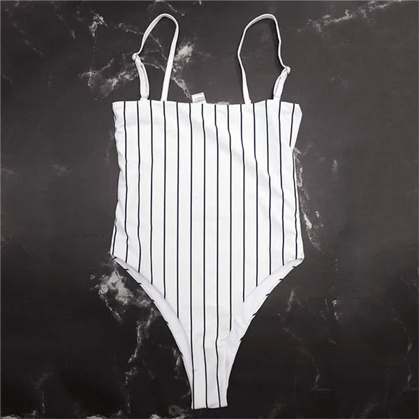 Sexy Reversible Leopard/Solid/Stripe Bandeau One-Piece swimsuit