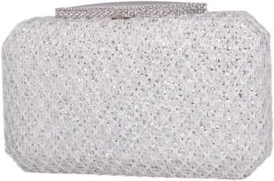 Shimmering Silver Diamante Encrusted Evening bag Clutch Purse Party Bridal Bag