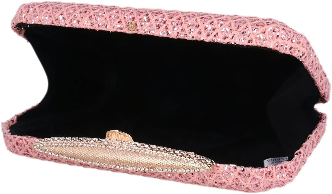 Shimmering Silver Diamante Encrusted Evening bag Clutch Purse Party Bridal Bag