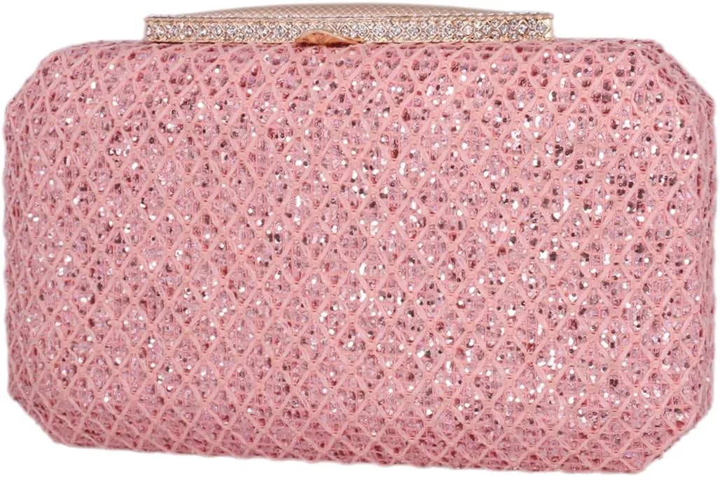 Shimmering Silver Diamante Encrusted Evening bag Clutch Purse Party Bridal Bag