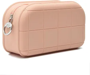 Silicone Makeup Bag Travel Cosmetic Bag Stuff Bag Makeup Pouch Cute Makeup Organizer Versatile Zipper Pouch for Women (Khaki)