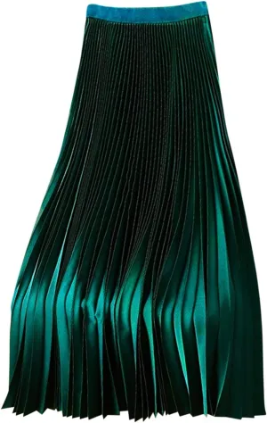 Skirt for Women Elastic Versatile High Waisted A-Line Satin Pleated Long Skirts Ladies Business Work Elegant Skirts