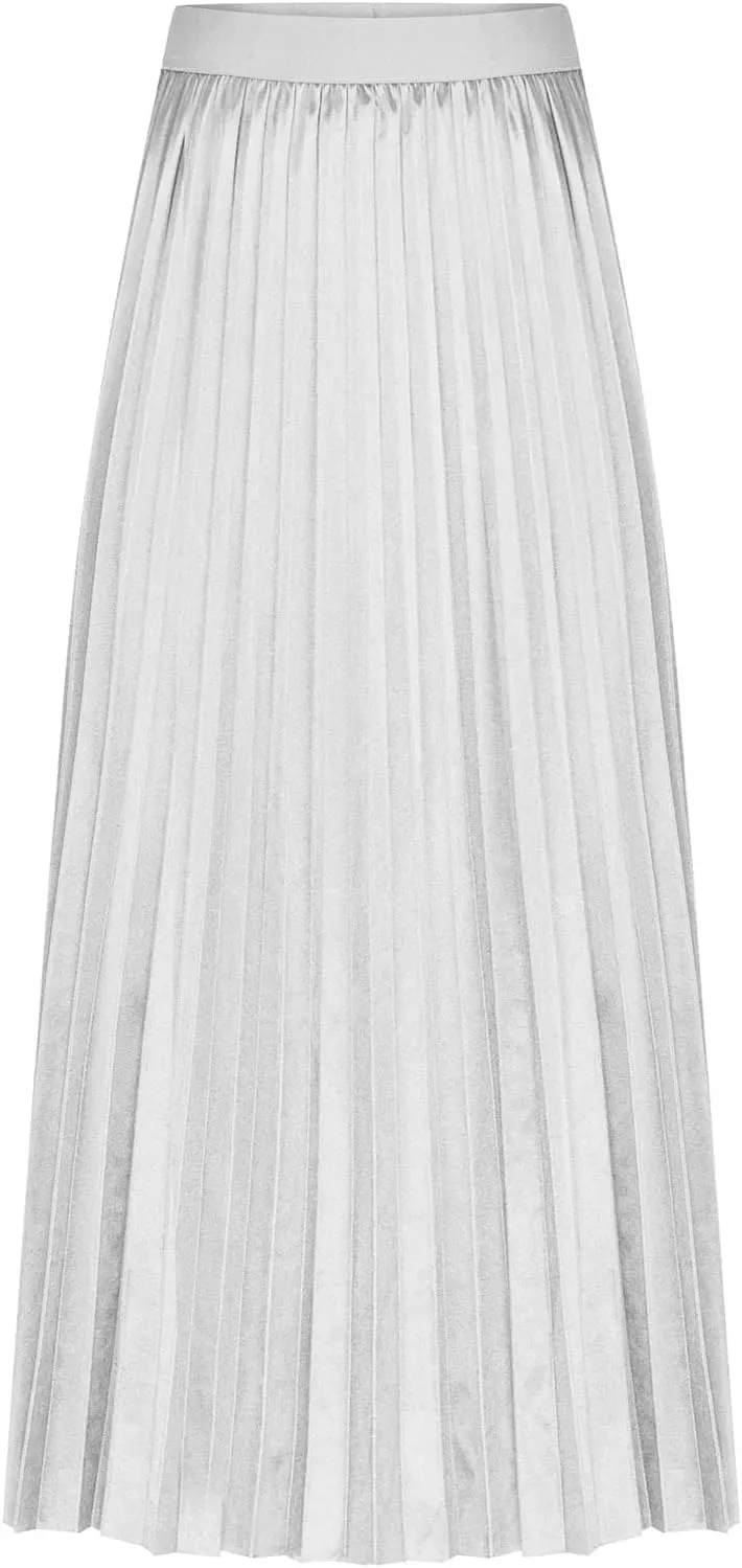 Skirt for Women Elastic Versatile High Waisted A-Line Satin Pleated Long Skirts Ladies Business Work Elegant Skirts
